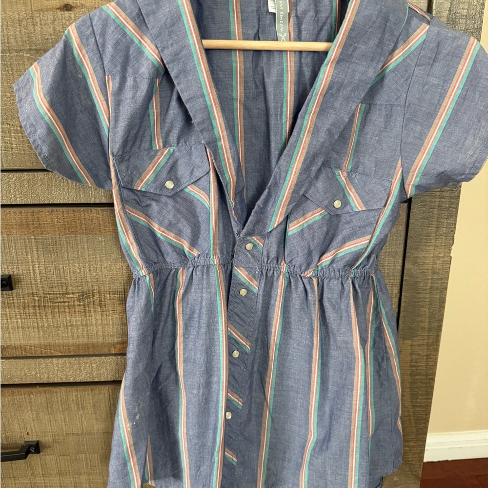Urban Outfitters - Urban Renewal Vintage Pearl-snap Striped Blouse